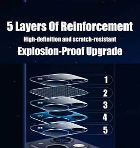 Lot de 3 protections d'objectif d'appareil photo arrière 3D en verre trempé pour iPhone 17 16 15 14 Pro Max, transparent HD, couverture intégrale, mode nuit - Product Image 6