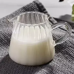 Cao Borosilicate dọc sọc thủy tinh cà phê Kem bình cốc nhỏ cốc sữa thủy tinh