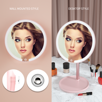 Miroir de maquillage de bureau en plastique LED personnalisé M5, simple face, température de couleur réglable, lumière rose dorée, porcelaine