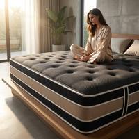 Matelas Compressé Double Joy Slumber King Size 25cm Pliant à Ressorts Ensachés Hybride Latex Naturel Tissu Tricoté Respirant