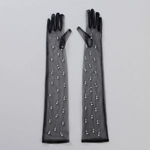 <span class=keywords><strong>Gants</strong></span> de mariée en maille à doigts entiers <span class=keywords><strong>mi</strong></span>-<span class=keywords><strong>longs</strong></span> en perles faits à la main, blancs, pour robe de mariée, fins, pointus, accessoires - Product Image 1