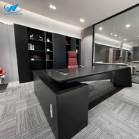 Bureau de direction moderne en bois peint noir, bureau de direction, bureau d'ordinateur pour le bureau à domicile, bureau en forme de L pour la maison
