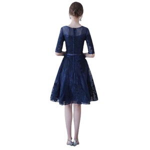 Evening Gown O-Neck A-Line Chiffon Dress With 3D Patterns For Banquet Party Hosts Spring - Product Image 5