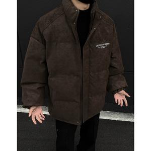 سترة قصيرة من الجلد الطبيعي بتصميم بومبر من تيك توك، ملابس الشارع الفضفاضة ذات الياقة العمودية، معطف شتوي دافئ للأزواج بطراز أمريكي - Product Image 3