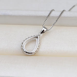 Nouvel accessoire de bricolage Wenchi : Perles en argent S925, 8-12 mm, en jade creux, support de perle, coquille de cheval, pendentif en forme de goutte pour cheveux - Product Image 3