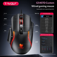 Ratón para Juegos con Cable T-WOLF G540, 7 Botones, Sensor PixArt 7040, Programación de Macros PUBG, Retroiluminación RGB Colorida, Rendimiento Competitivo