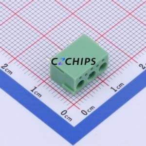 XY340V-3.81-3P Screw Terminal Block Through hole Component (THT),P=3.81mm Connector 1x3P 3.81mm Green Through Hole - Product Image 1