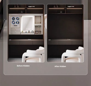 <span class=keywords><strong>Coiffeuse</strong></span> moderne intelligente miroir éclairé par LED <span class=keywords><strong>accessoires</strong></span> <span class=keywords><strong>de</strong></span> garde-robe intelligents pour chambre salle <span class=keywords><strong>de</strong></span> bain panneau <span class=keywords><strong>de</strong></span> bois <span class=keywords><strong>de</strong></span> stockage en métal - Product Image 4