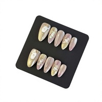 Lot de 10 faux ongles en gel press-on, forme amande et stiletto, peints à la main, magnifiques, design personnalisé, faits à la main, en acrylique, vente en gros
