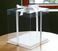 Boîte à gâteau transparente carrée haute pour animaux de compagnie, mariage, anniversaire, fête, cadeau