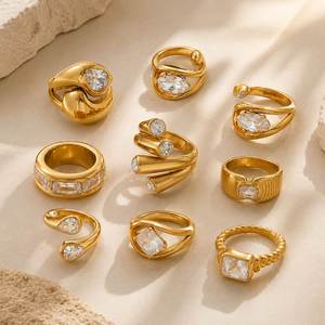 18K PVD Gold Plate Stainless Steel <b>Rings</b> Trendy Waterproof Delicate Zircon <b>Adjustable</b> <b>Ring</b> - Product Image 6