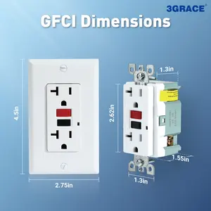 Toma de corriente eléctrica UL 15a GFCI, resistente a manipulaciones, resistente a la intemperie, receptáculo para uso en interiores o exteriores