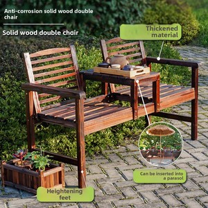 Banc en bois massif anticorrosion au design artistique pour l'extérieur, la cour, le balcon et l'intérieur - Product Image 2