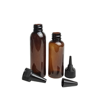 Flacon applicateur d'huile capillaire en plastique PET ambré de 3oz, 4oz, 5oz, 8oz avec bouchon torsadé et capuchon supérieur à visser
