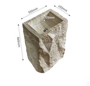 Mediterranean-style Wabi-sabi <strong>Cave</strong>-stone Pedestal Sink Freestanding Washbasin 18L <strong>Basin</strong> for Guesthouses Hotels Courtyard - Product Image 6