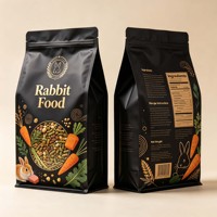Sachet personnalisé pour aliments pour lapins, fond plat, soufflet latéral, refermable, en plastique, pour aliments pour animaux de compagnie, oiseaux, poissons, chats, chiens
