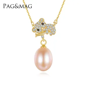 Cz & MAG — collier en fausses perles plaqué or 18k, chaînes à maillons, chandail d'animaux mignons, cadeaux pour femmes, chaînes