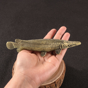 Ornement en laiton en forme d'anguille, style antique, grand modèle de <span class=keywords><strong>poisson</strong></span> marin en métal, alligator <span class=keywords><strong>gar</strong></span> - Product Image 1