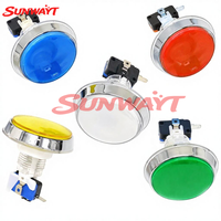 Botón Pulsador LED Plano de Metal Plateado de 60mm con Bisel, Microinterruptor de Reinicio para Máquinas Recreativas, 12V, Operado con Monedas