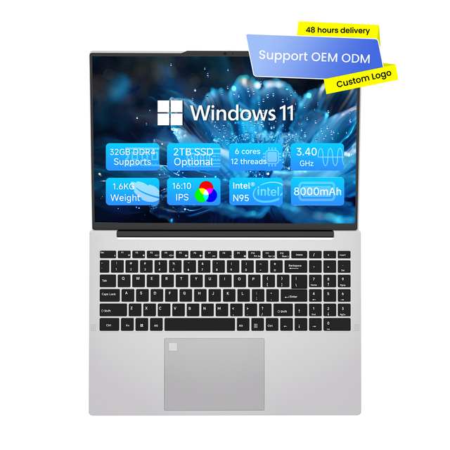 New Factory Wholesale Cheap 16.1-Inch Business Laptop Metal Body Windows 11 Intel 4-Core 1.7GHz SSD IPS Display English EU