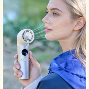 Portable <b>Mini</b> <b>Fan</b> With Digital Display Bladeless Design For Outdoor Use 3-6H Battery Life Champagne Gold Dark Gray Orange Blue - Product Image 1
