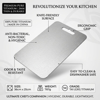 GR1 Papan Pemotong Titanium Murni Ultralight Tahan Karat Portabel untuk Berkemah BBQ Dapur Luar Ruangan Tanpa Bau Logam