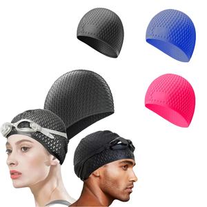 Bonnet de bain en silicone souple et imperméable pour adultes, protection des oreilles et des cheveux longs, pour le <span class=keywords><strong>surf</strong></span>, pour le sport aquatique. - Product Image 1