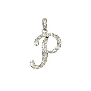 Colgante Premium de Oro Blanco de 18K con Diamantes en Forma de P, 0.351ct, 24 Piedras, 126g, Selección de Joyería Fina - Product Image 1