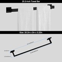 Ensemble d'accessoires de salle de bain noir mat : porte-serviettes, crochets pour peignoirs, porte-papier toilette mural