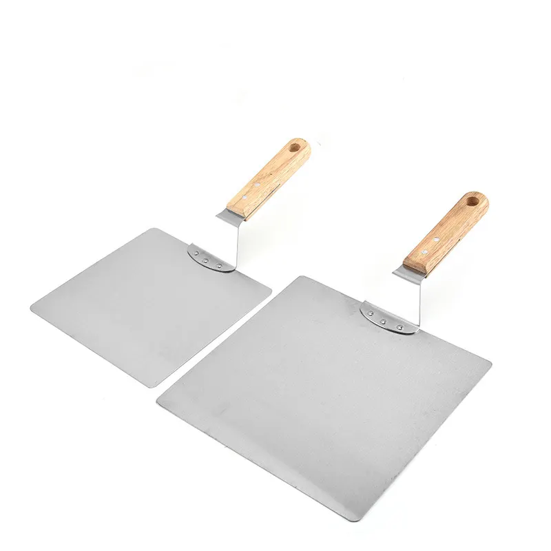 Paletta per Pizza in metallo utensili da forno in acciaio inox a buccia quadrata per pizza pala piatta con manico in legno