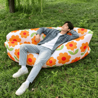 Canapé gonflable portable à imprimé floral moderne - Pas de pompe nécessaire - Canapé paresseux pour le camping en plein air, la plage, le pique-nique, le jardin