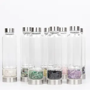 Kristal Fles Water Crystal Fles Hot Koop Ruwe Edelsteen Natuurlijke Quartz Glas Kristal Doordrenkt Water Fles Voor Yoga Leven