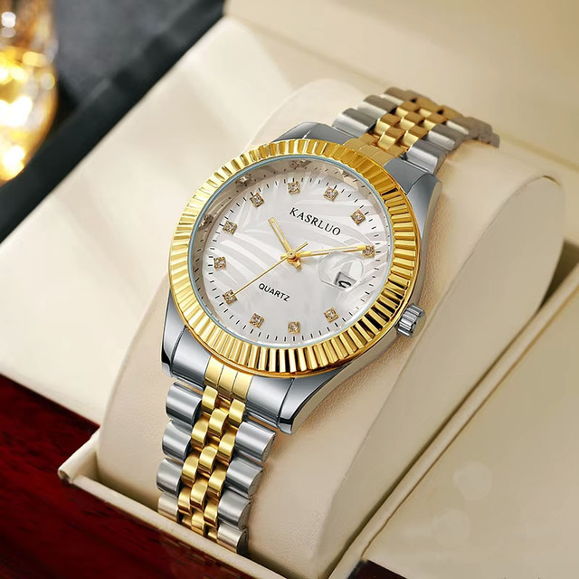 Kasrluo Men's Quartz Watch 42mm Dial Pointer Dial 20mm Band Stainless Steel Strap Alloy Case 3BAR Water Resistant Drop Shipping
