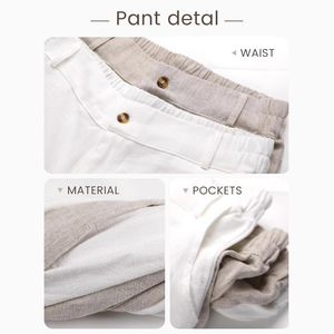Pantalones de algodón y lino para mujer de nuevo estilo, pantalones elásticos abotonados informales de cintura alta, pantalones elegantes informales de pierna recta - Product Image 4