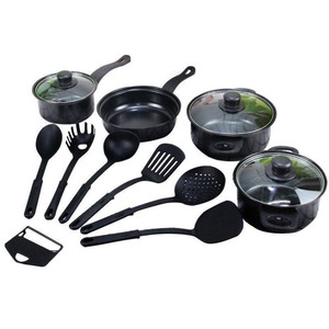 Set di <span class=keywords><strong>pentole</strong></span> in ferro antiaderente da 13 pezzi, sano e resistente, con coperchio, pentola per latte e pentola in pietra Maifan, per tutti i tipi di piano cottura, per uso domestico - Product Image 2