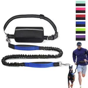 Custom Outdoor Dog Walking Reflective Telescopic Traction Rope Solid Pattern Nylon Ribbon Pet Sports Running Leash