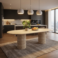 Table à manger en marbre HZX, design ovale moderne, piétement en pierre naturelle, poli, imperméable, pieds cannelés, super blanc, pour cuisine, villa, hôtel