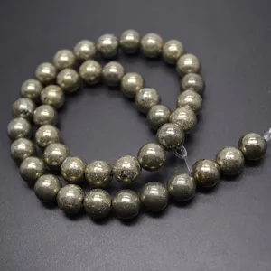 2mm~10mm Natural Pyrite Round Loose Beads