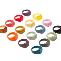 Bague tendance en résine de silicone colorée, forme carrée, style signet, antidérapante, bijoux à la mode, collection personnalisée unisexe