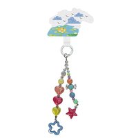 Chaîne de téléphone portable colorée en forme de cœur et d'étoile à cinq branches, porte-clés tendance et polyvalent, décoration en perles acryliques