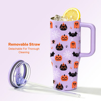 Gobelet isotherme à double paroi en acier inoxydable de 40 oz (1200 ml) pour Halloween, anti-fuite, avec paille, couleurs personnalisables, cadeau de vacances pour