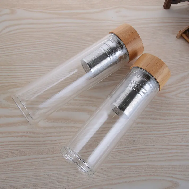 Neues Design Hochwertige hitze beständige unzerbrechliche doppelwandige Glas wasser flasche