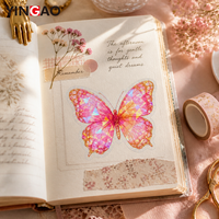Autocollants papillons éthériques personnalisés en rouleau, imperméables, découpés, motifs animaux mignons pour scrapbooking et décoration de cadeaux