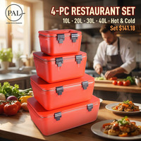 Conteneur alimentaire isotherme carré, ensemble de 4 pièces, 10L, 20L, 30L, 40L, avec revêtement en acier 201, fermeture à boucle rouge ou verte, pour restaurant et événements