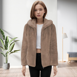 Vente chaude : Manteau en fourrure épais et chaud, couleur unie, grande taille, manches longues, col rabattu, tendance hiver - Product Image 4