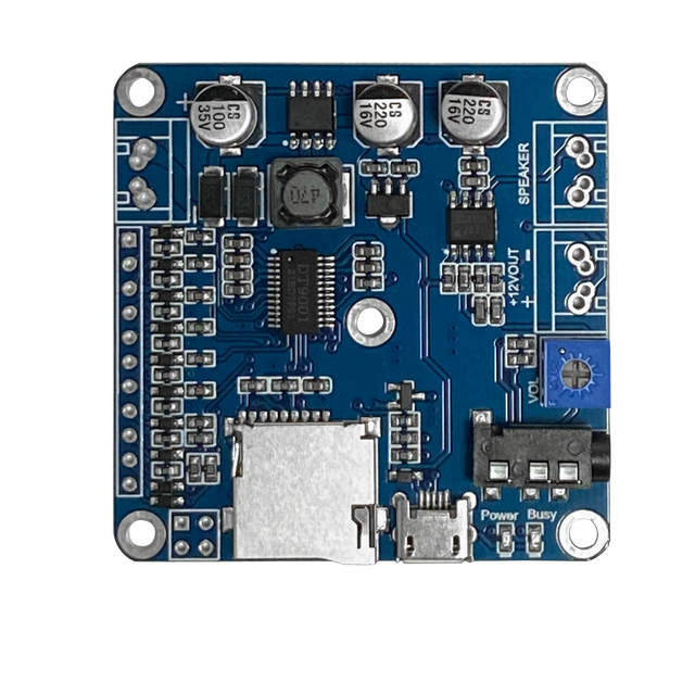 10-Way One-to-One UART USB MP3 Voice Module Sound Board 20W/8 Output Power DC6-35V Supports TF Card 32G 52x52mm DTM3202