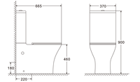 WC moderne deux pièces avec siphon en P, cuvette haute confort de 460 mm de hauteur, en céramique, double chasse, siège à dégagement rapide, économique, vente en gros