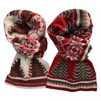 Écharpe longue tricotée en mélange de laine motif cerf de Noël pour femme, chaude, épaisse, anti-froid et coupe-vent pour l'hiver