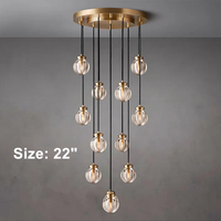 Lustre suspendu décoratif pour salon, escalier, 48 pouces, rond, intérieur, luxe, cristal, luminaire suspendu