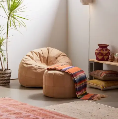 High quality cheap price simple modern comfort velvet minimalist leisure fabric reclining lounge bean bag living room chair